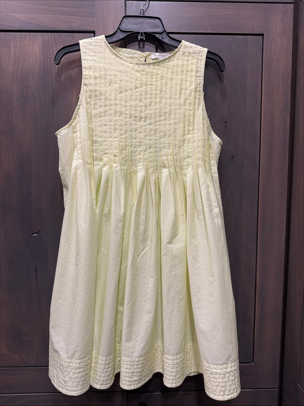 Sleeveless Pintuck Mini Dress in Light Yellow Small